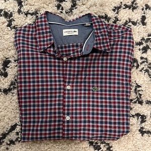 🐊 Lacoste Men's Regular Fit Plaid Oxford Cotton Shirt Size L / EU 42
